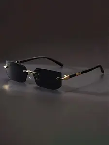 Fashionable Sunglasses Yk2 Style Frameless Cut Edge Glasses for Men Women Summer Party Vacation with Cleaning Cloth