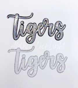 Tigers Cursive Letter Mascot Gameday Sequins Patch