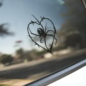 Spider Heart Vinyl Decal - 651 Permanent Vinyl for Car, Laptop, and Window Accessories - Durable, Weather-Resistant, Self-Adhesive Backing