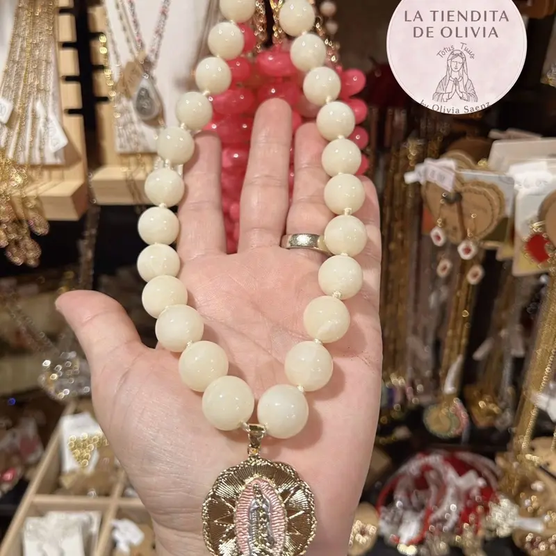 Virgencita de Guadalupe 20" Long Necklace  Medalla en Oro Laminado