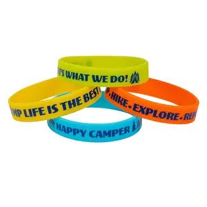 7 1/4" Camp Theme Brightly Colored Rubber Bracelets - 24 Pc.