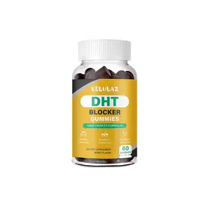 Velulaz DHT Blocker Hair Growth  - 60 Berry Flavored  for Hair Support acv daily nutrient chlorophyll gummies digestive detox kidney health herbal goji cleanse vein pure gut gallbladder green pear flavor cholesterol fertility to meals on the go kid energy