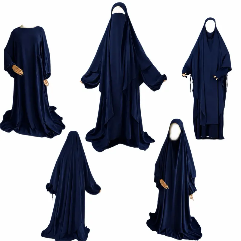 Long khimar and lantern sleeve abaya