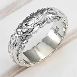 lotus  flower  ring Copper Electroplated Floral Carved Rose Flower Ring for Women Elegant Wedding Anniversary Gift Lightweight 5g Fashionable Personalized Style