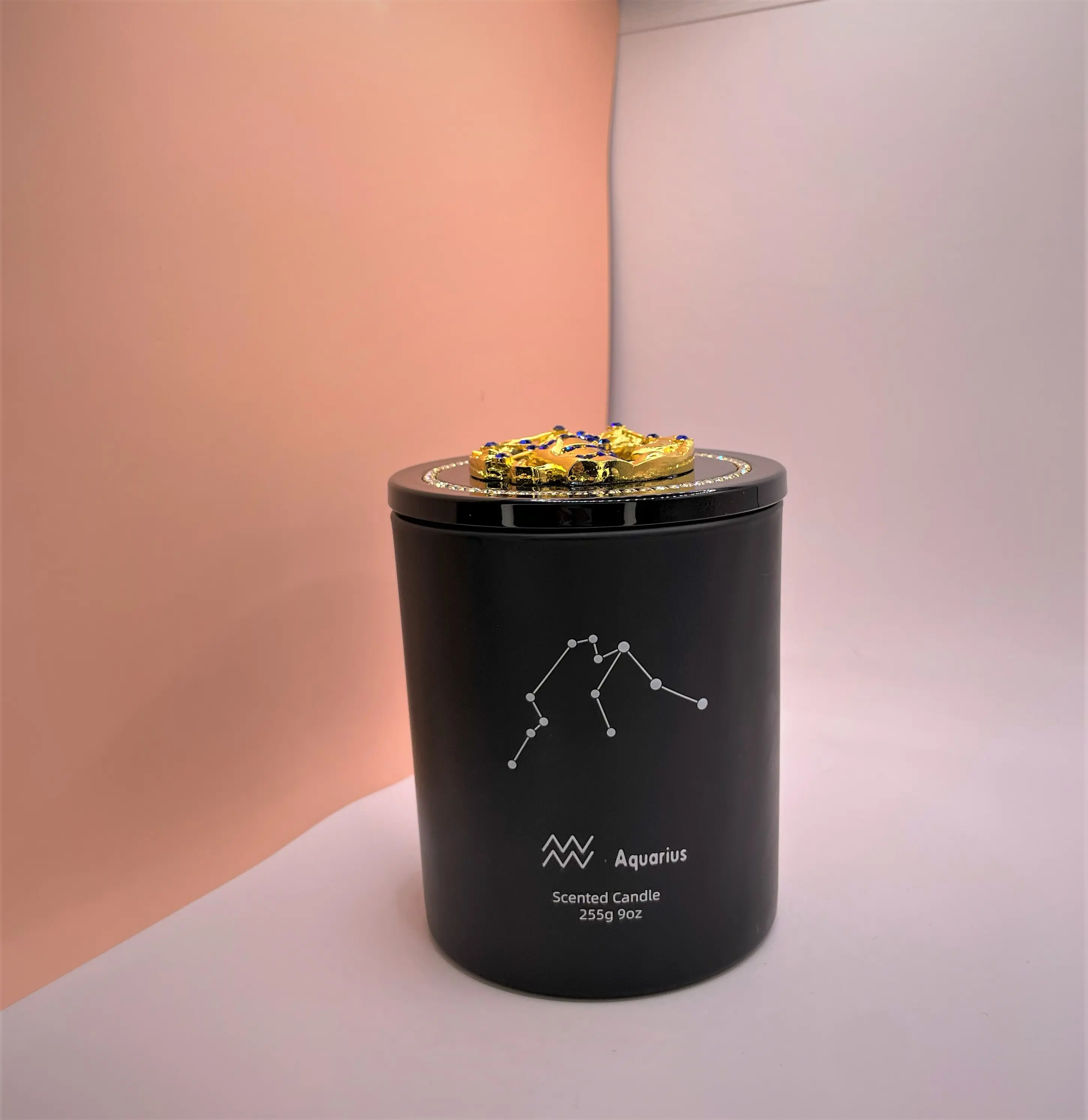 Aquarius Luxury Scented Zodiac Sign Candle, Black Red Color, 12 Zodiac signs Astrology Lovers Cute Accessories Approximate Burn Time 24-48 hours