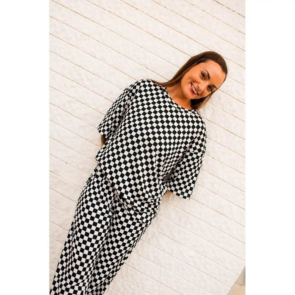 Checkered Two Piece Pant Set