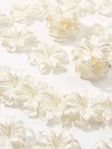 50pcs  Flower Shape Beads White Pearl Flower Beads Color Lily Beads for DIY Crafts Bracelet Necklace Earrings Jewelry Making Acrylic Faux Pearl Petal DIY Jewelry Necklace Bracelet Accessories, Diy Beading Accessories, Elegant Craft Supplies
