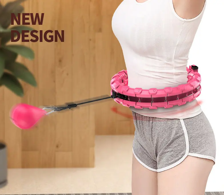 Unisex Smart Weighted Hula Hoop - Abs Plastic Sports & Outdoor Fitness Equipment with Slide Rails, Waist Fit for Core Workout, Detachable, 24 Knots, Massage Waist Muscles