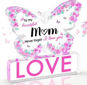 Mothers Day Gifts - Butterfly Acrylic Plaque, Valentines Day Christmas Mother's Day Present for Mom from Daughter, Son