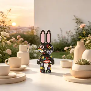3D Puzzle Building Block Rabbit Decoration, Home Office Shelf Decor, Party Gift, Holiday Decor, Handmade Craft, Lightweight Statue