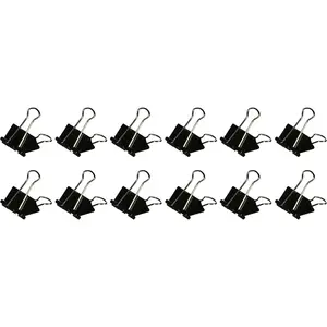 Durable clips Binder Clips,Medium,1-1/4-Inch Wide,5/8-Inch Cap, 12/BX, Black/Silver