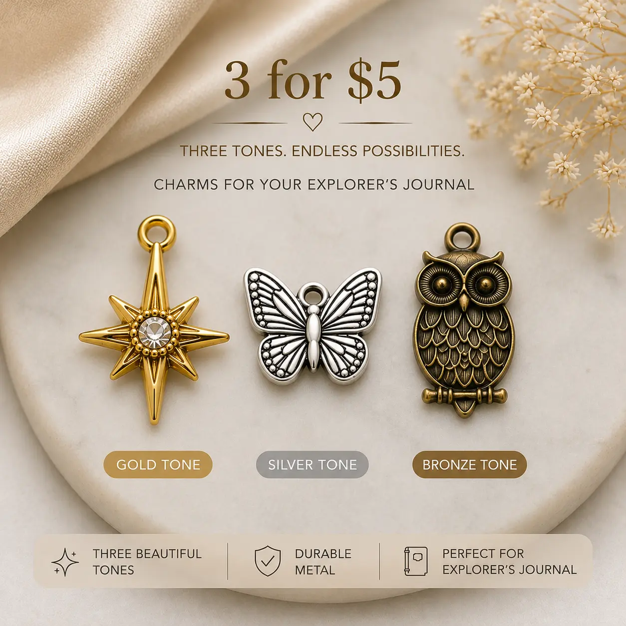 Explorer's Journal Charms