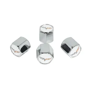 Chrome Valve Stem Tire Caps, Style: Corvette, White Background