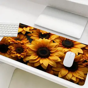 Sunflower Pattern Mouse Pad, 1 Count Rectangle Gaming Mouse Pad, Non-Slip Rubber Base Stitched Edge Desk Pad for Home Office Game Room