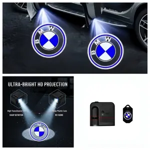 4pcs LED Car Door Logo Projector Lights, Compatible with BMW 1/2/3/4/5/7/8 Series, X Series, M Series, i Series, Z Series. Bright and Durable Welcome Lights, Auto Light Up When Door Open, No Drilling Easy Installation