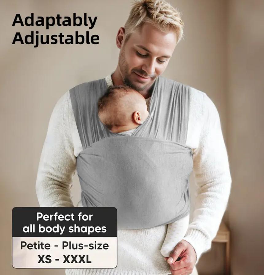 Ergonomic Newborn & Infant Wrap Carrier in Solid Color, Soft Breathable Adjustable Fabric for Hands-Free Travel, Newborn Wrap Carrier, Cozy Wrap Carrier