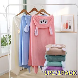 Children Coral Fleece Hooded Bath Towel Super Absorbent Quick Dry Soft Cartoon Cape Towel For Baby Bathroom Shower Towels