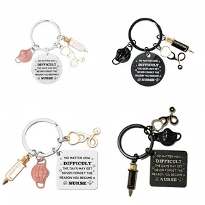 European and American nurse stainless steel keychain, nurse and doctor graduation gift, Nurses' Day thank you gift