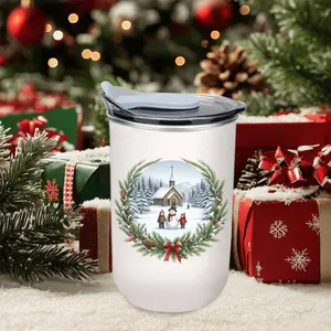 1pc 10oz Insulated Mug, cartoon snowman, stainless steel portable coffee mug, toothbrush mug, mouthwash mug, water bottle, birthday gift, Christmas, Valentine's Day, bathroom/back-to-school gift (mug only). Suitable for gifting.