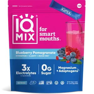 IQMIX Blueberry Pomegranate Mixed Beverage (40 Sticks) - Smooth & Vibrant Sugar Free Electrolytes Powder Packets - Hydration Supplement Drink Mix