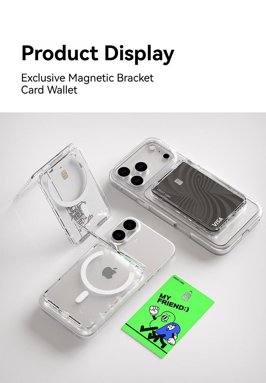 PC Transparent Foldable Flip Magnetic Card Holder Stand With ID & Card Storage