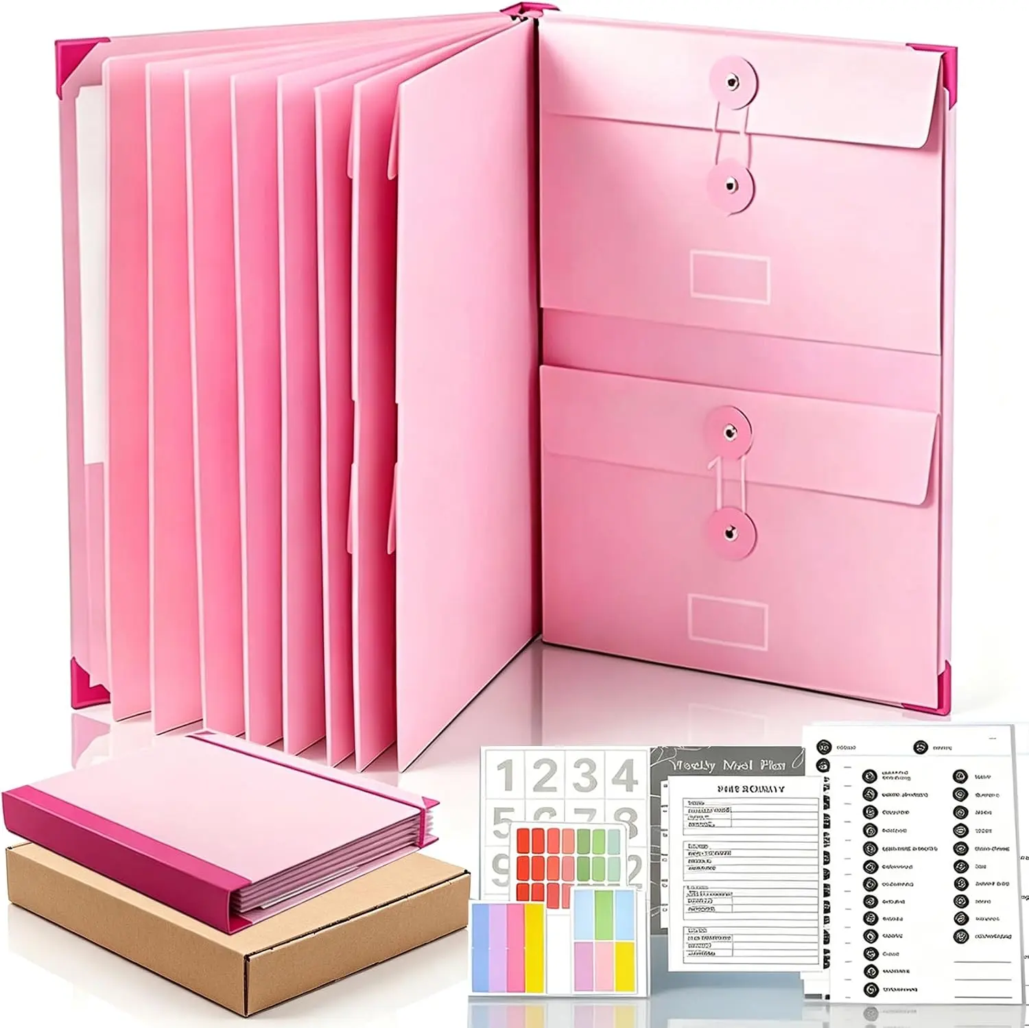 Expandable Document Organizer,Multi-Pocket Manila Accordion Folder with Labels – Durable File Holder for Household Paperwork,Keep Your Home Office Tidy – Fits A4/Letter
