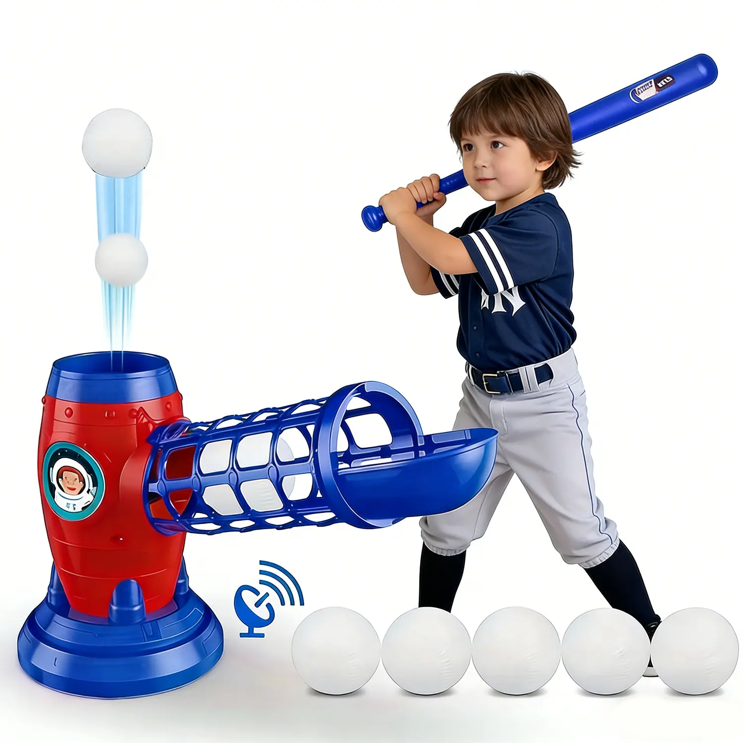Fully Automatic Baseball Trainer - T-Ball Sports Toy, Baseball Launcher, Training Equipment, 10 Balls Included, Indoor/Outdoor Use, Ideal Gift for Kids Ages 3+