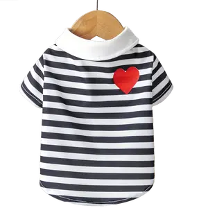 Pet Clothes Dog Cat Rabbit Short Sleeve Stripes Comfortable Yorkshire Terrier Maltese Teddy Bichon Bear Pomeranian Bulldog For Outside Causal Daily Use A124