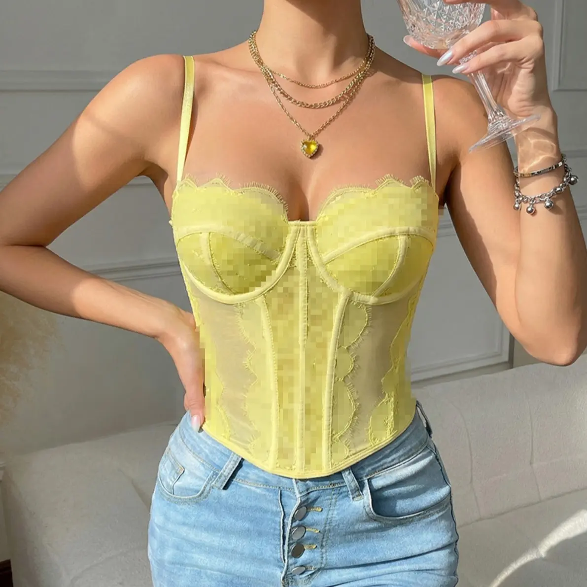 Outdoor Aerobic Workout Bra, Lightweight Transparent Sports Bra with Steel Ring, No Pads, Shapewear Fishbone Straps, Breathable Comfort, Strappy Sports Bras