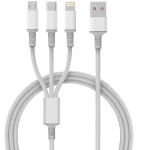 120w One-To-Three Braided Data Line USB Fast Charging Cable 1.2m for iOS Type-C Micro Interfaces, High-Speed Phone Charger Super Fast Charger