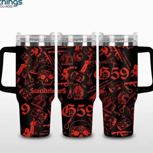 Suicideboys Red G59 20oz - 40oz With Handle Tumbler, Dark Trap Music Stainless Steel Tumbler, Underground Rap Fan Gift, Gothic Aesthetic Drinkware, Perfect Gift For Rap Lovers