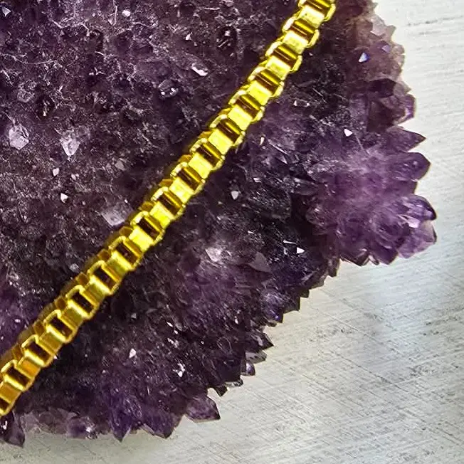 24" Bright Yellow Gold Plated Square Box Chain 