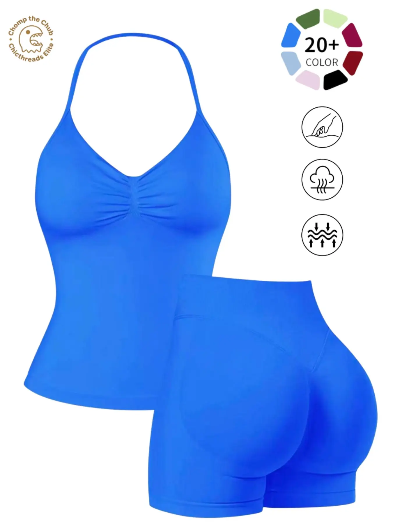 Women's Solid Cami Top & High Waist Skinny Shorts Sportswear Set, Sporty Shorts Set, Breathable Comfortable for Yoga Gym Workout Running Fitness Stretchable Activewear Summer Activewear Activewear Clothing