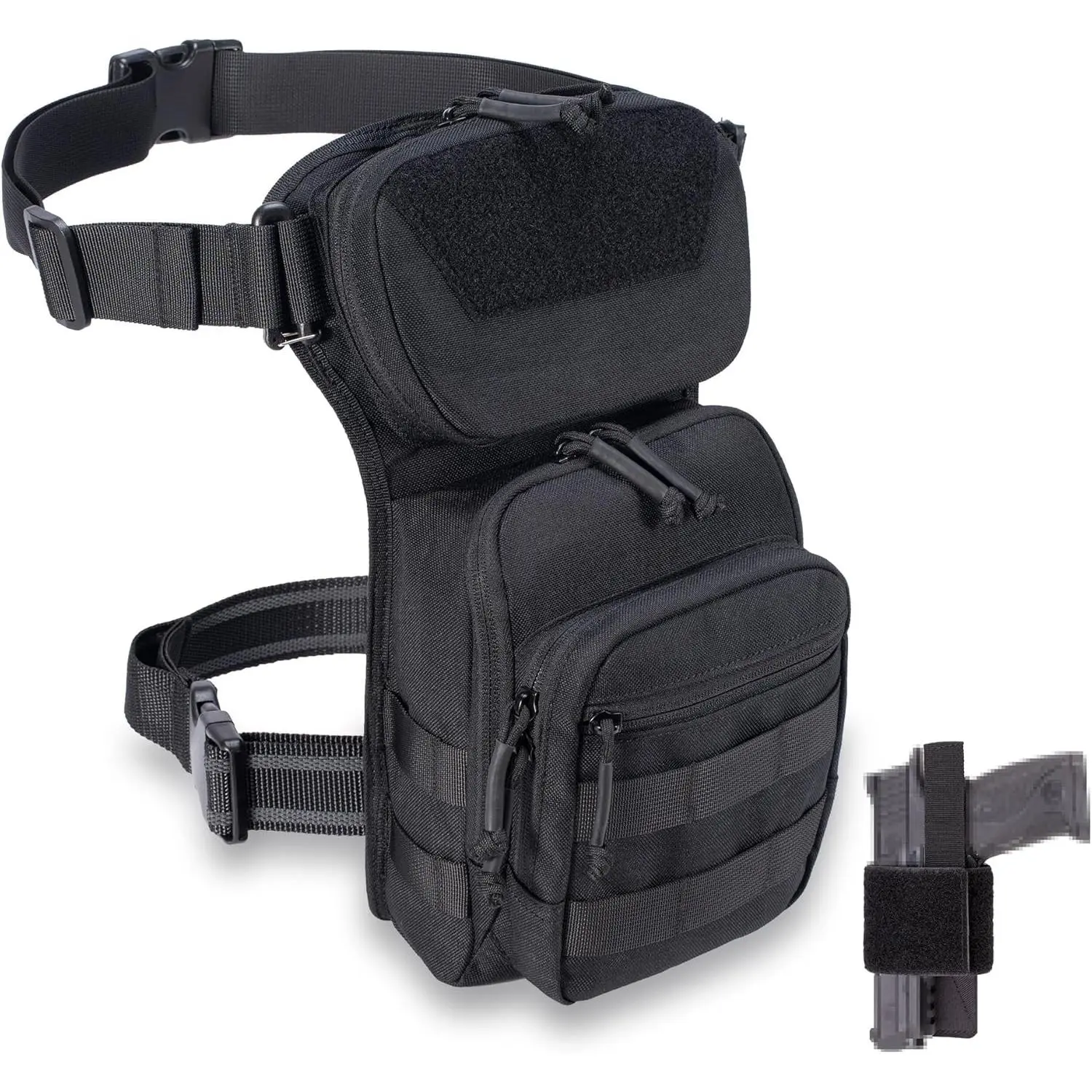 Tactical 1050 Nylon Drop Leg Bag, Water-Repellent MOLLE Thigh Pack with CCW Holster & Non-Slip Leg Strap for Motorcycles, Hunting, Adjustable