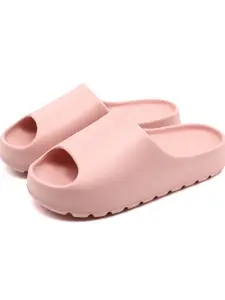 Women's Solid Color Thick Sole Sports Slides, Casual Comfortable Home Slippers, Soft Non-slip Slippers for Indoor & Outdoor Wear, Soft Cushioned Slippers