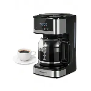 Programmable Coffee Maker, 12 Cup Drip Coffee Machine With Iced Coffee Function, Regular & Strong Brew, Compact Coffee Machines For Home And Office, Silver And Black