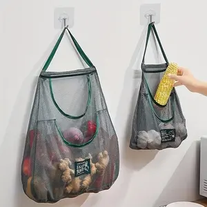 Kitchen Multi-Functional Fruit Vegetable Hanging Bag, Ginger Garlic Storage Organizer, Wall-Mounted Breathable Mesh Bag