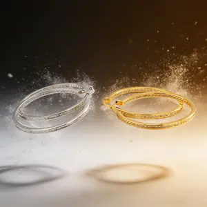 AELNEN Dual-Tone Pave Hoop Earrings - Gold & Silver Tone CZ Crystal Double Hoop Earrings - Bold Sparkle Statement Jewelry - Gift for Her