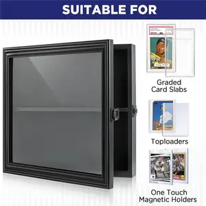 Graded Cards Display Frame, Baseball Card Display Case Wall Mount Sports Trading Card Display Case-Black