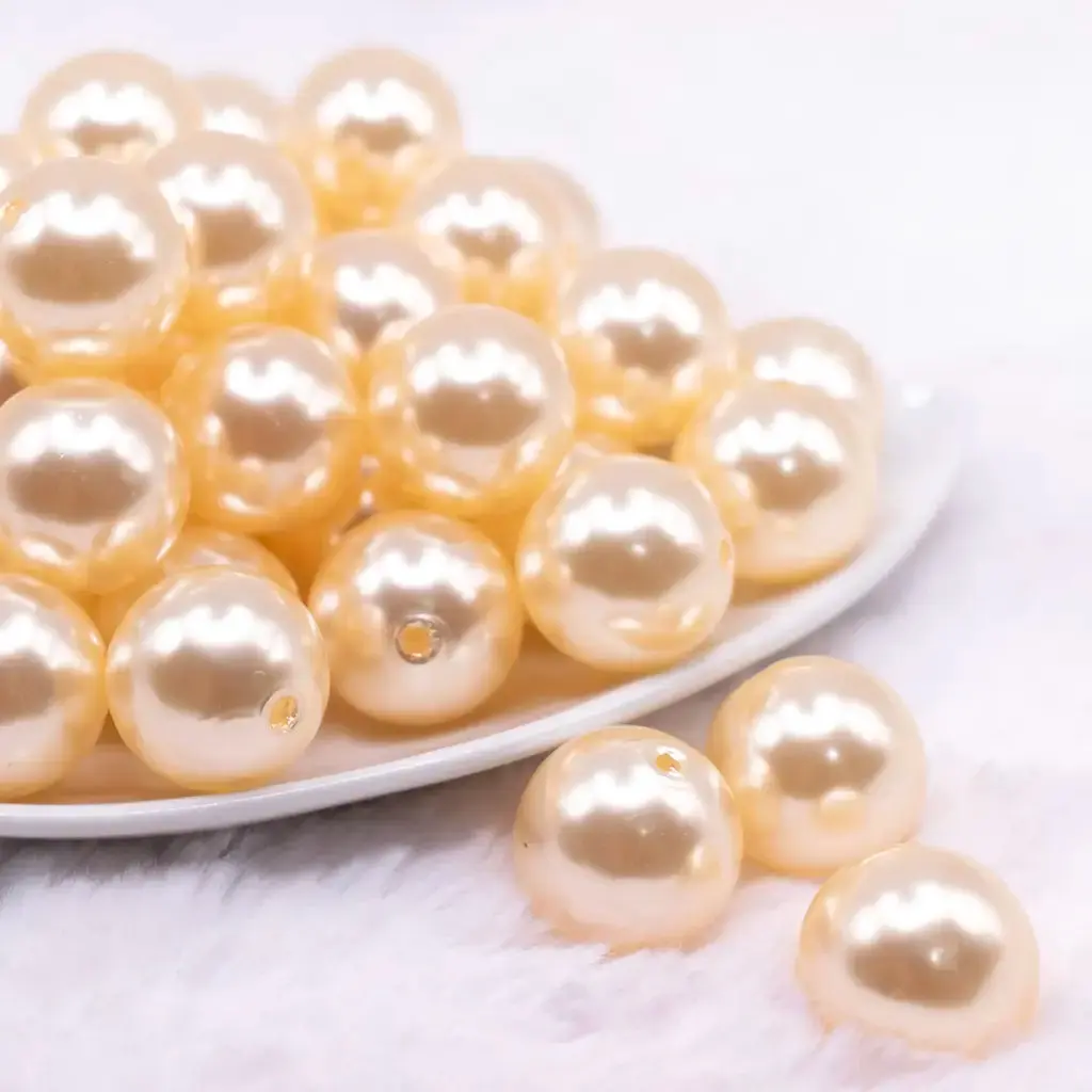 20mm Cream Faux Pearl Bubblegum Beads