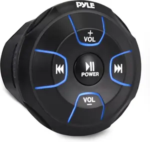 Amplified Wireless Bluetooth Audio Controller - 300 Watt Bluetooth Media Button, Waterproof Marine Receiver Remote Control W/Aux, Mount for Car Truck Boat Marine Powersport Vehicles - PLMRBT18