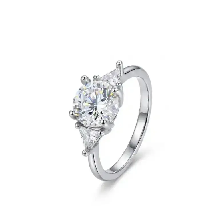 3-Stone Moissanite Engagement Ring  925 Sterling Silver Hypoallergenic  Brilliant Cut Diamond Alternative Jewelry  Affordable Luxury and Safe for Sensitive Skin