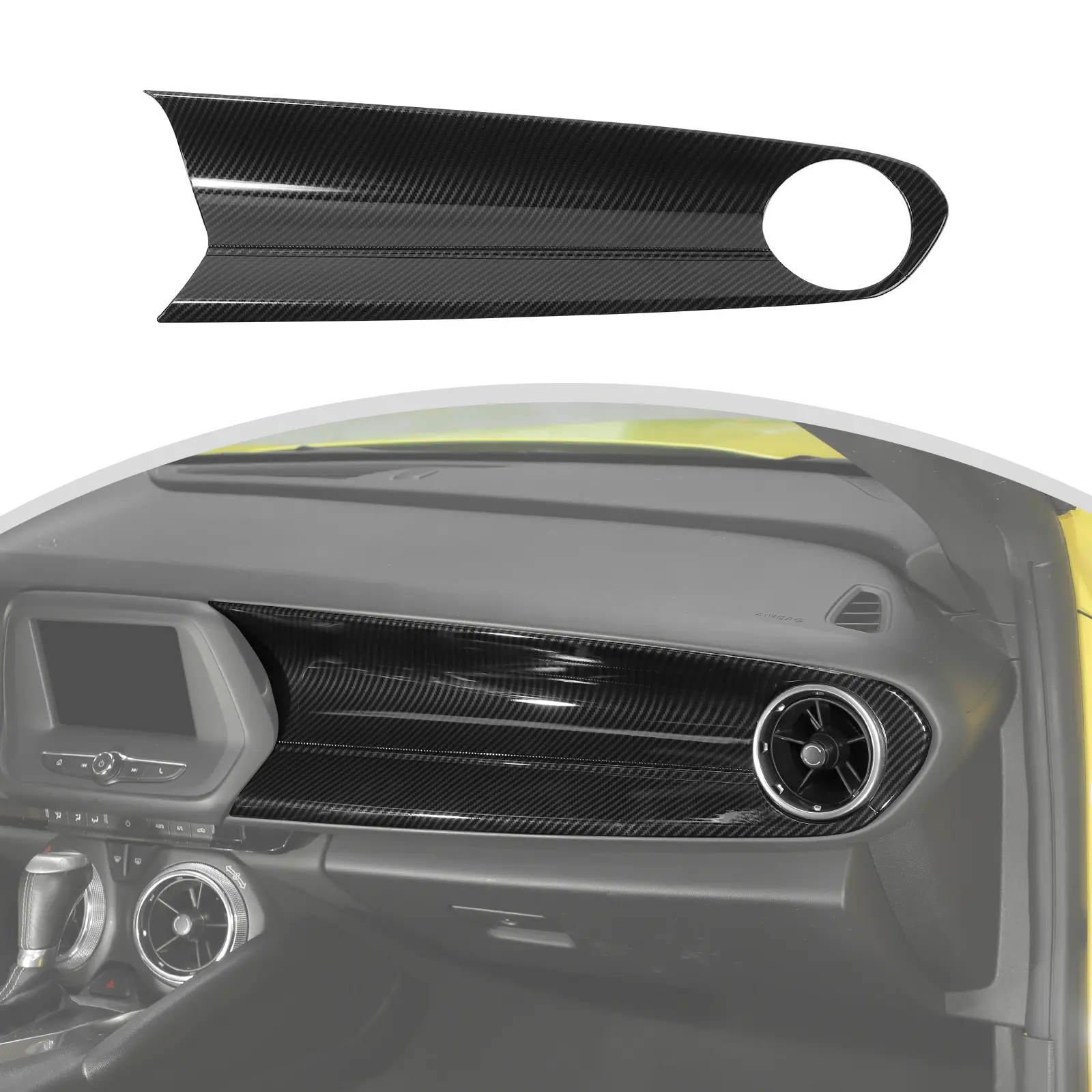 Center Console Co-Pilot Dashboard Panel Cover Trim for 2016+ Chevy Camaro, High-Quality ABS Car Interior Accessory with Carbon Fiber Look, Laser-Cut Fit, DIY Installation Auto Accessory, Auto Accessories