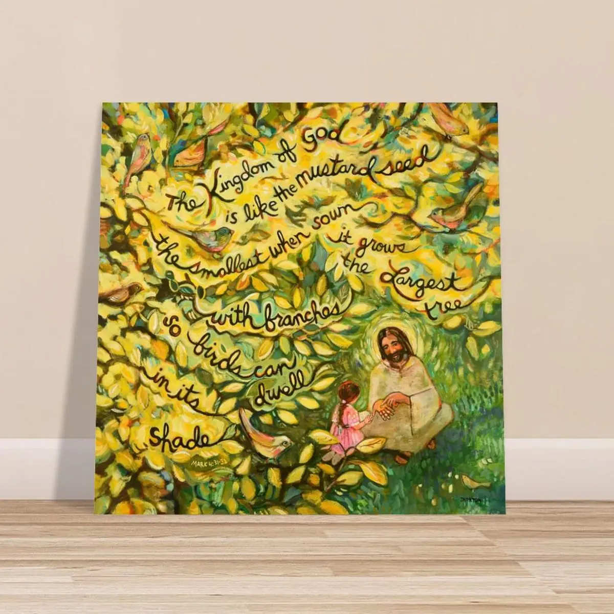 Jesus And Child, Become Like Children, Kingdom of God, Mustard Seed Printed Parable Poster, Room Decor, Unframed