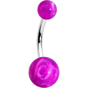 Purple Galaxy Swirl Acrylic Belly Button Ring