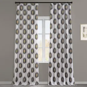 Half Price Drapes Mayan Emblem Printed Cotton Room Darkening Curtain