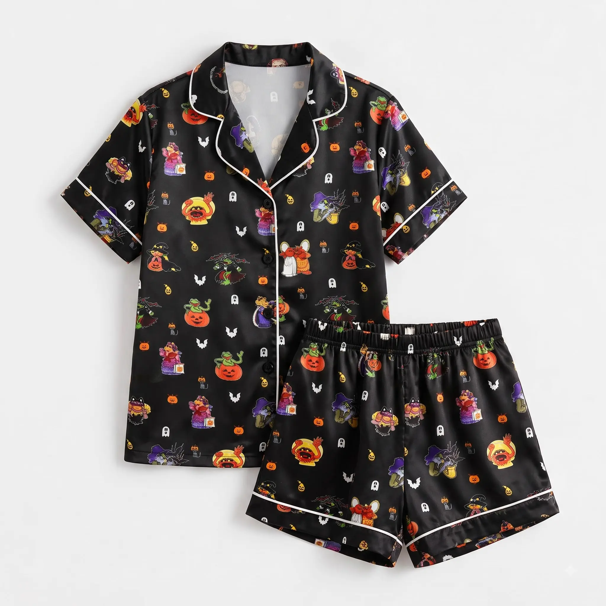 The Muppets Halloween Short & Long Pajamas Spooky Kermit Miss Piggy Sleepwear Cute Fall Lounge Set