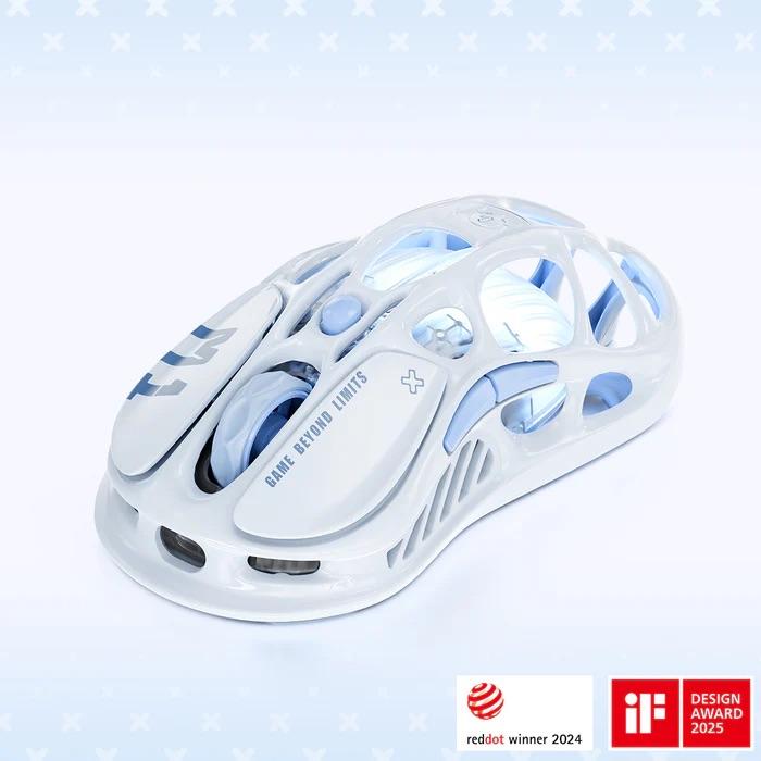 GravaStar Mercury M1 Pro Gaming Mouse Ice Blue, 78g Lightweight Magnesium Alloy, 26,000 DPI, PAW3395DM Sensor, 5 Programmable Buttons, Support Wired/2.4GHz/BT, Up to 200 Hours Battery Life