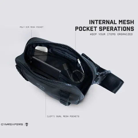 Gymreapers Gravestone Crossbody Bag Adjustable 41 Inch Strap with Hidden Quick-Access Pocket, Water Repellent Fabric, D-Ring Attachment, Unisex