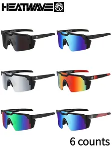 6 Pack Heat Wave Polarized Cycling Sunglasses, Uv400 Protection, Windproof Anti-Glare, for Biking Running Driving, Men Women